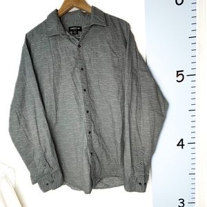 Claiborne‎ Stretch Heather Gray Button-down Shirt Men's XXL Minimalist